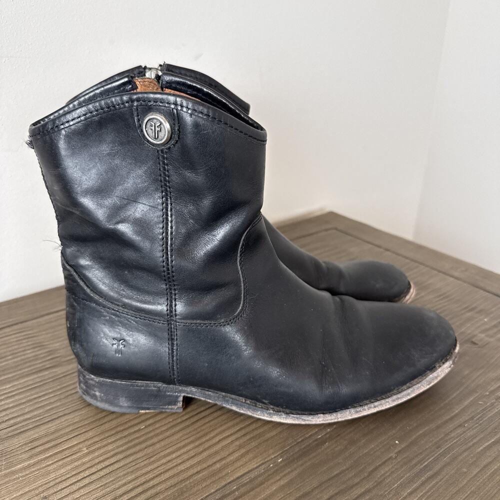 Frye Melissa Button Short Ankle Boots Black Leather Women’s Sz 9